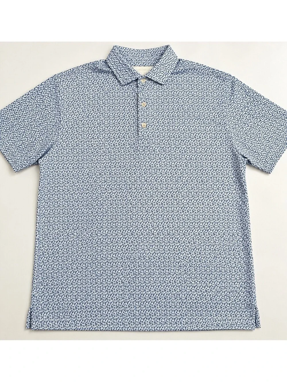 Donald Ross Men's M Leaves Print Performance Golf Polo White Navy DRP074